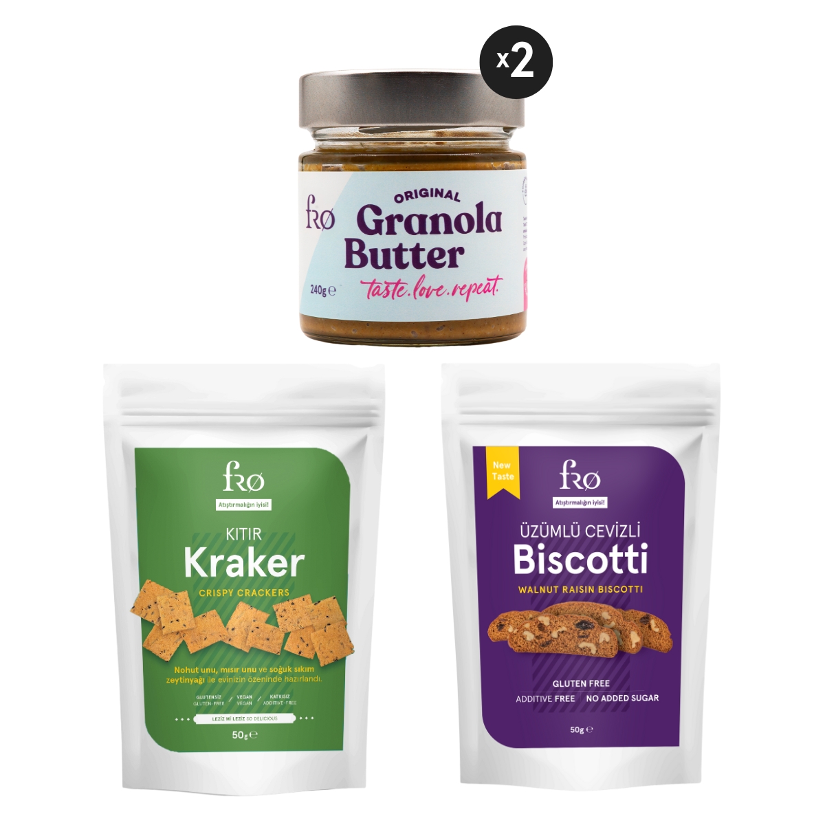 FRO%204’lü%202%20x%20Granola%20Butter%20Original,%20Kıtır%20Kraker,%20Üzümlü%20Cevizli%20Biscotti%20Paketi%20Sağlıklı%20Atıştırmalık