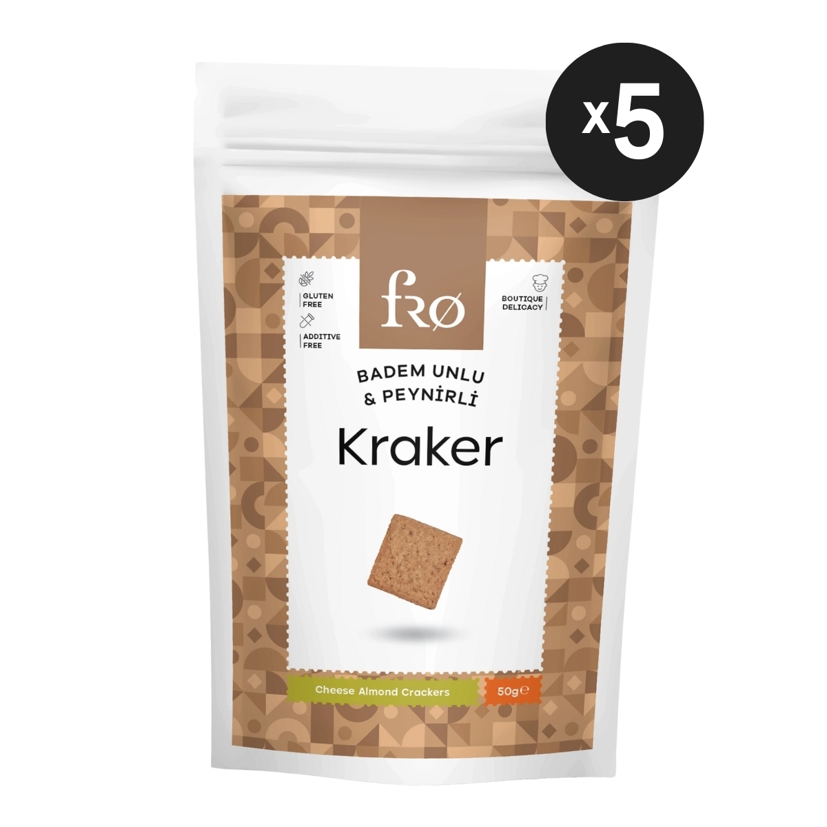 Fro 5’li Badem Unlu Peynirli Kraker Glutensiz Doyurucu Sağlıklı Katkısız Atıştırmalık