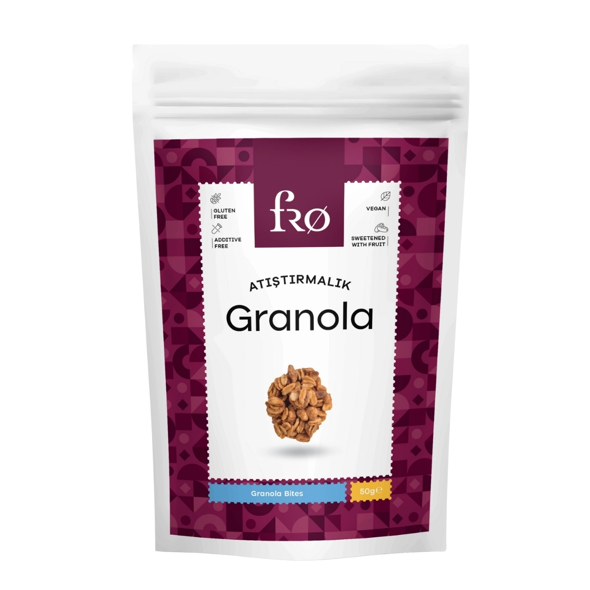 FRO Atıştırmalık Granola Vegan Glutensiz Şekersiz Atıştırmalık Sağlıklı Ara Öğün Granola