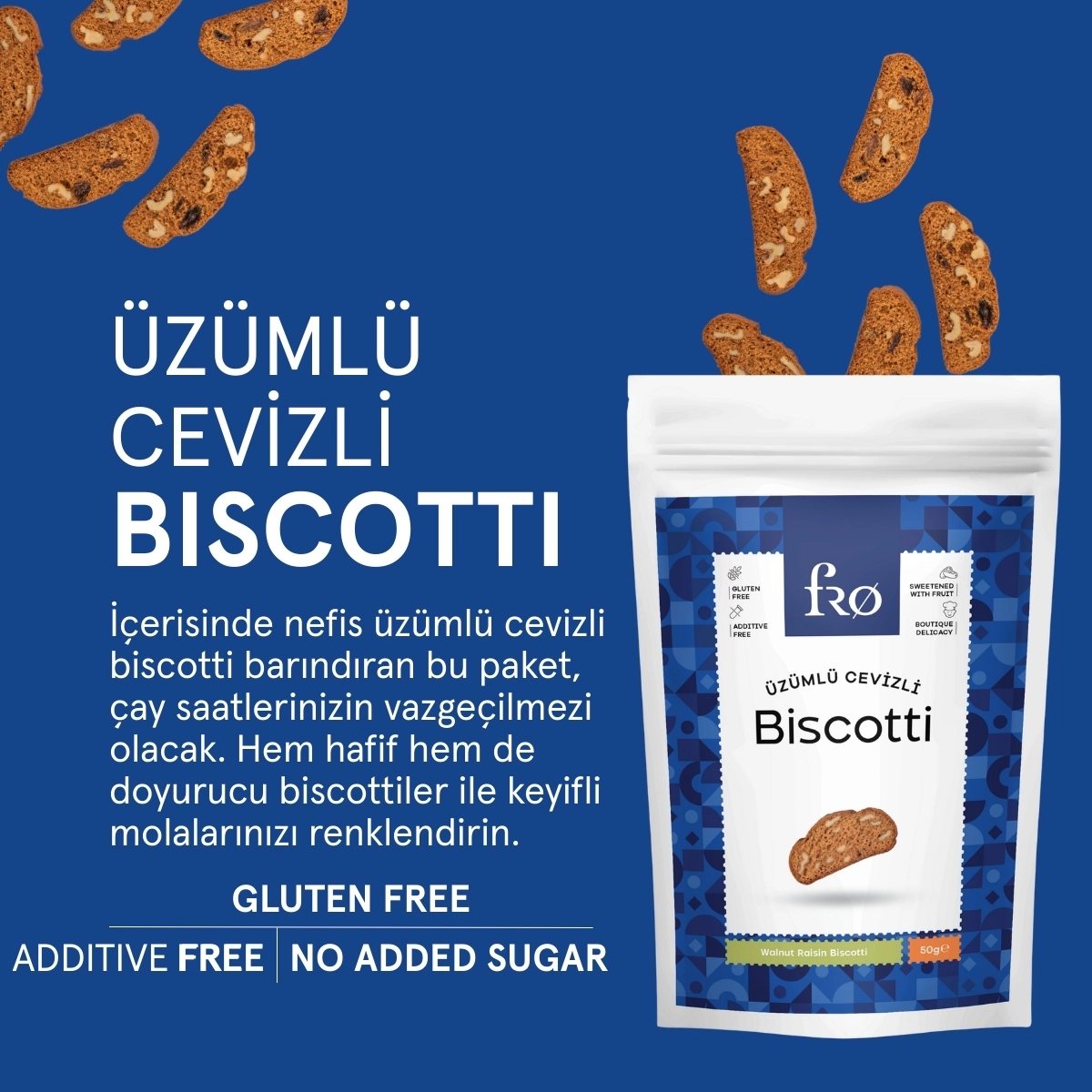 FRO 4’lü 2 x Granola Butter Çilek, Kıtır Kraker, Üzümlü Cevizli Biscotti Seti Sağlıklı Atıştırmalık