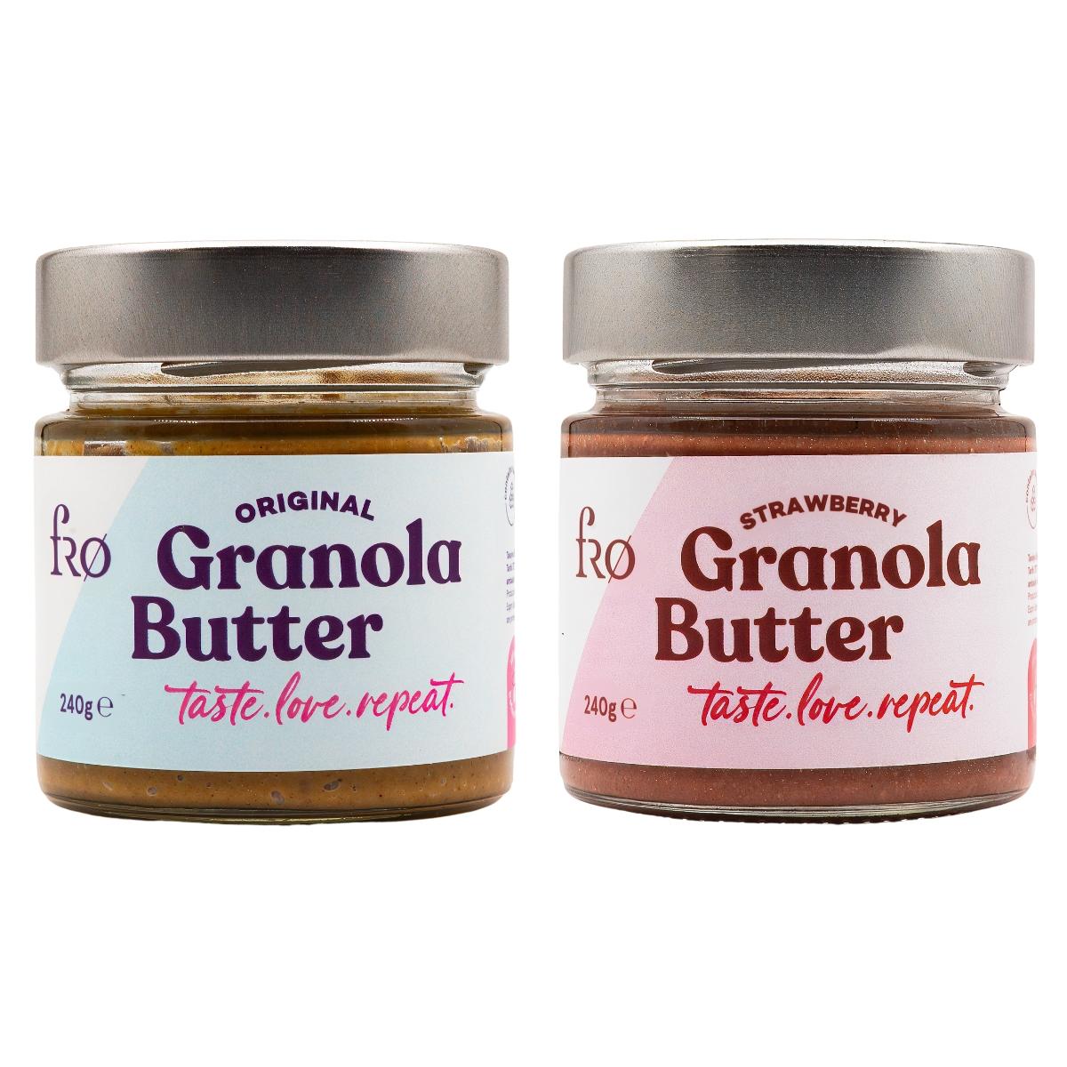 FRO%202’li%20Granola%20Butter%20Original%20Ve%20Çilek%20Glutensiz%20Şekersiz%20Vegan%20Sürülebilir%20Kahvaltılık%202x250gr