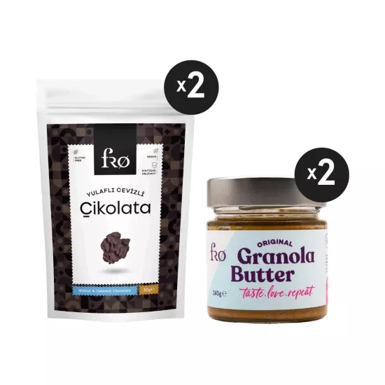 FRO 4’lü 2 x Granola Butter Original Sürülebilir 2 x Yulaflı Cevizli Çikolata Sağlıklı Atıştırmalık