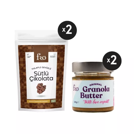 FRO 4’lü 2 x Granola Butter Original Sürülebilir 2 x Yulaflı Cevizli Sütlü Çikolata Sağlıklı Atıştırmalık