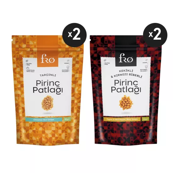 FRO 4’lü Pirinç Patlağı; Tarçınlı Pirinç Patlağı x 2 Adet + Kekikli Kırmızı Biberli Pirinç Patlağı x 2 Adet