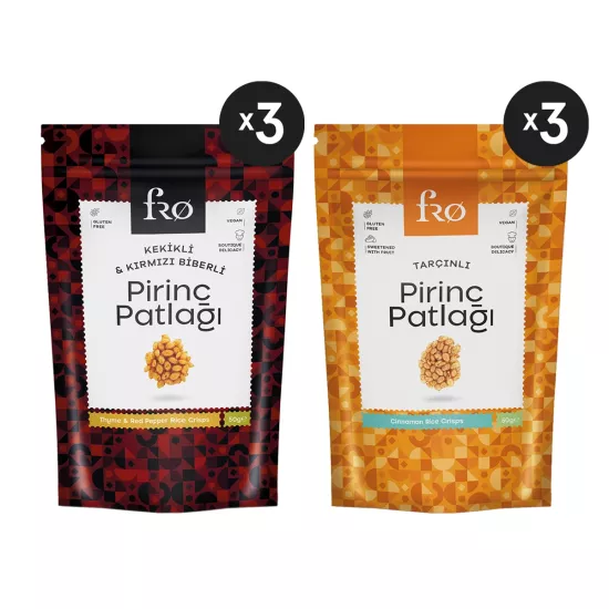 FRO 6’LI Pirinç Patlağı; Tarçınlı Pirinç Patlağı x 3 Adet + Kekikli Kırmızı Biberli Pirinç Patlağı x 3 Adet