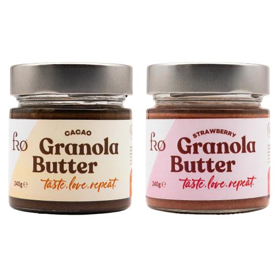 FRO 2’li Granola Butter Cacao Ve Çilek Glutensiz Şekersiz Vegan Sürülebilir Kahvaltılık 2x250gr