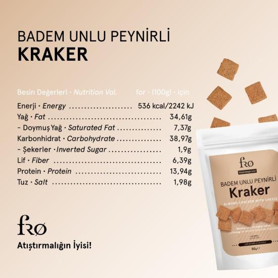 Fro Badem Unlu Peynirli Kraker Glutensiz Doyurucu Sağlıklı Katkısız Atıştırmalık