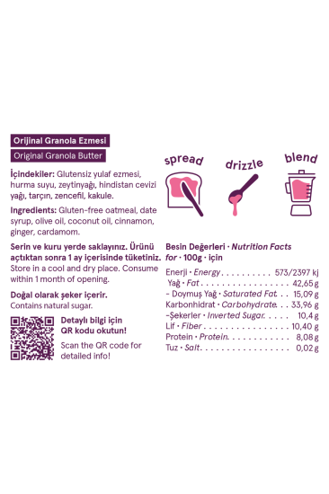 FRO 2li Granola Butter Original Glutensiz Şekersiz Vegan Sürülebilir Ezme Katkısız 2x250gr