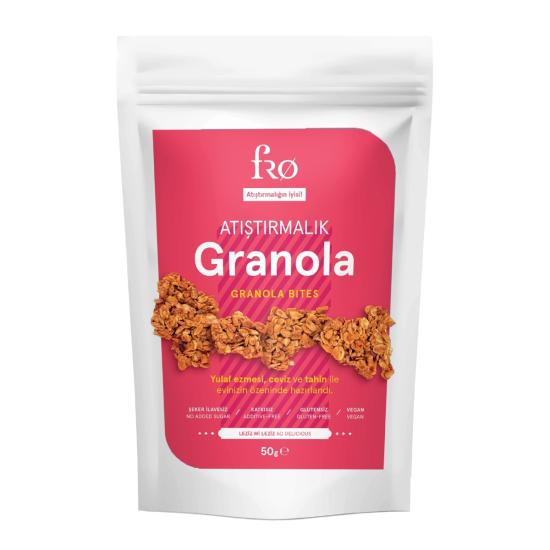 FRO Atıştırmalık Granola Vegan Glutensiz Şekersiz Atıştırmalık Sağlıklı Ara Öğün Granola