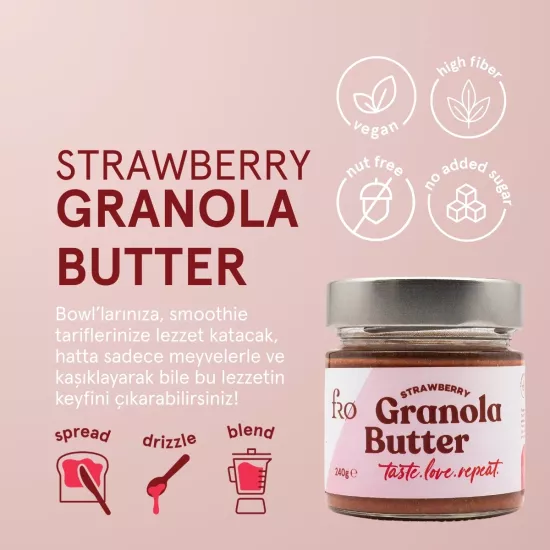 FRO 4’lü - 2x Granola Butter Çilek, Kıtır Kraker, Badem Unlu Peynirli Kraker Paketi Sağlıklı Atıştırmalık