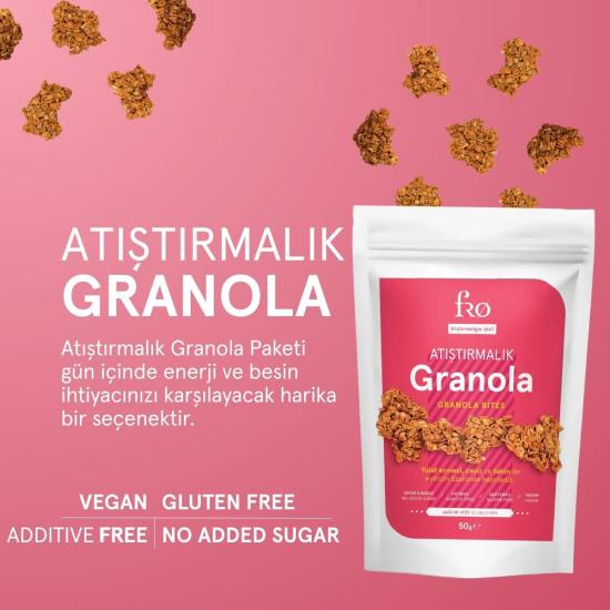 FRO 5li Atıştırmalık Granola Vegan Glutensiz Şekersiz Atıştırmalık Sağlıklı Katkısız Granola 5x50gr