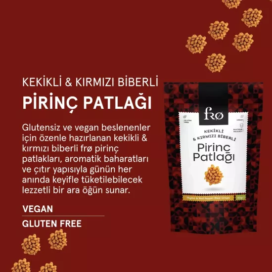 FRO 5’li Kekikli ve Kırmızı Biberli Pirinç Patlağı Glutensiz Vegan Şekersiz Sağlıklı Atıştırmalık