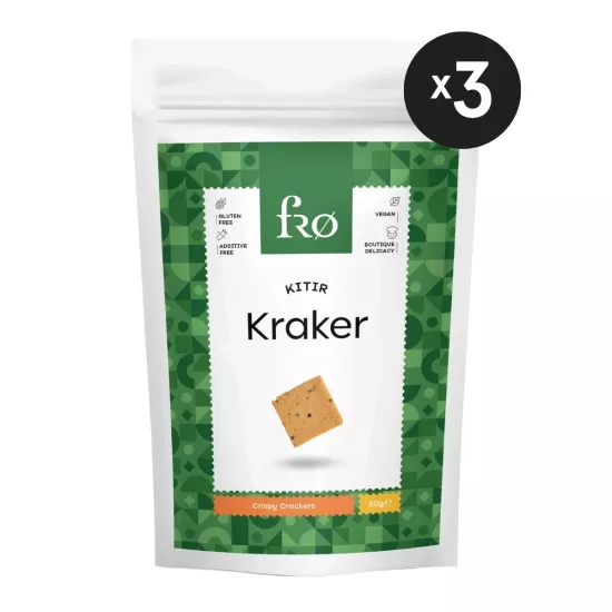 FRO 3’lü Kıtır Kraker Vegan Glutensiz Tuzlu Doyurucu Sağlıklı Katkısız Atıştırmalık 3x50gr