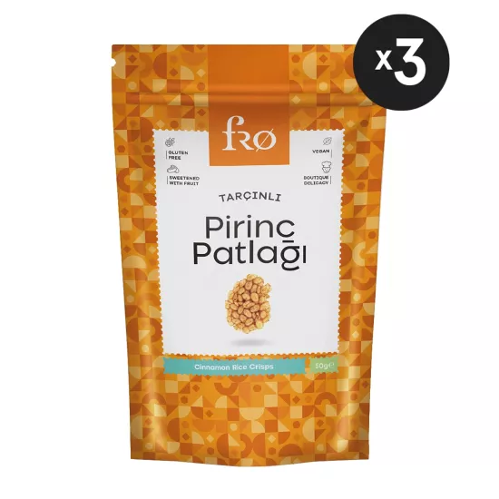 FRO 3’lü Tarçınlı Pirinç Patlağı Glutensiz Vegan Şekersiz Sağlıklı Atıştırmalık